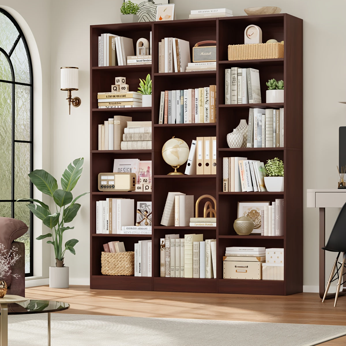 fultru triple wide bookshelf 6 tier large bookshelf bookcase