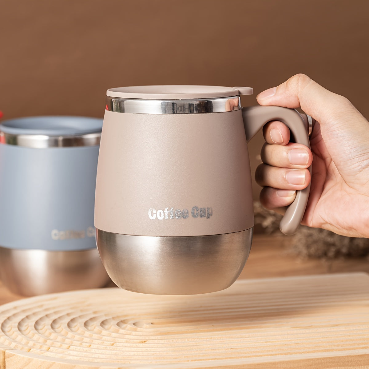 1pc 500ml covered mug coffee cup double layer heat resistant