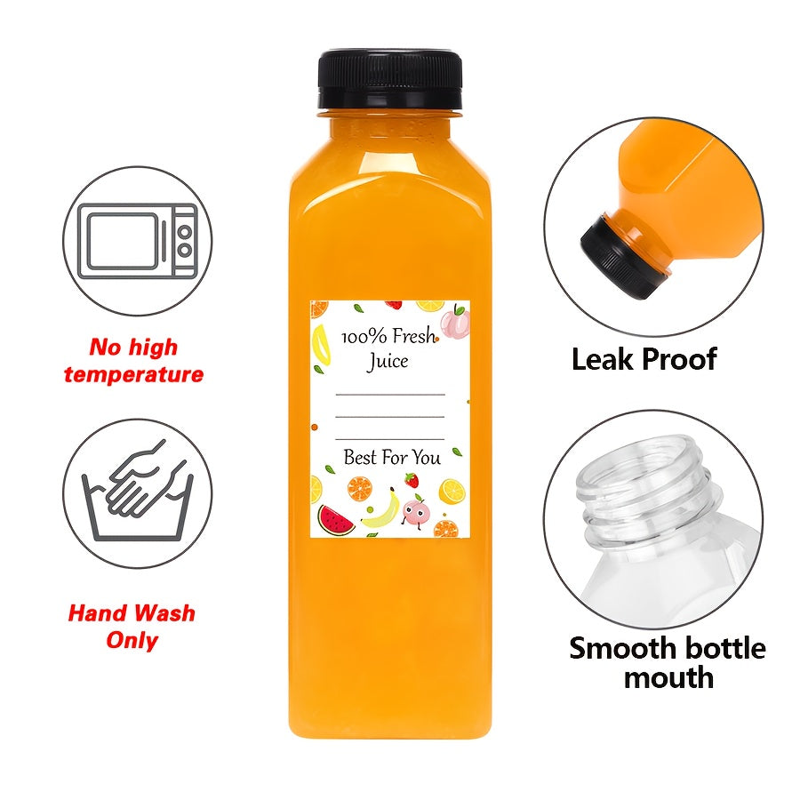 100pcs bulk 16oz clear reusable plastic juice bottles caps