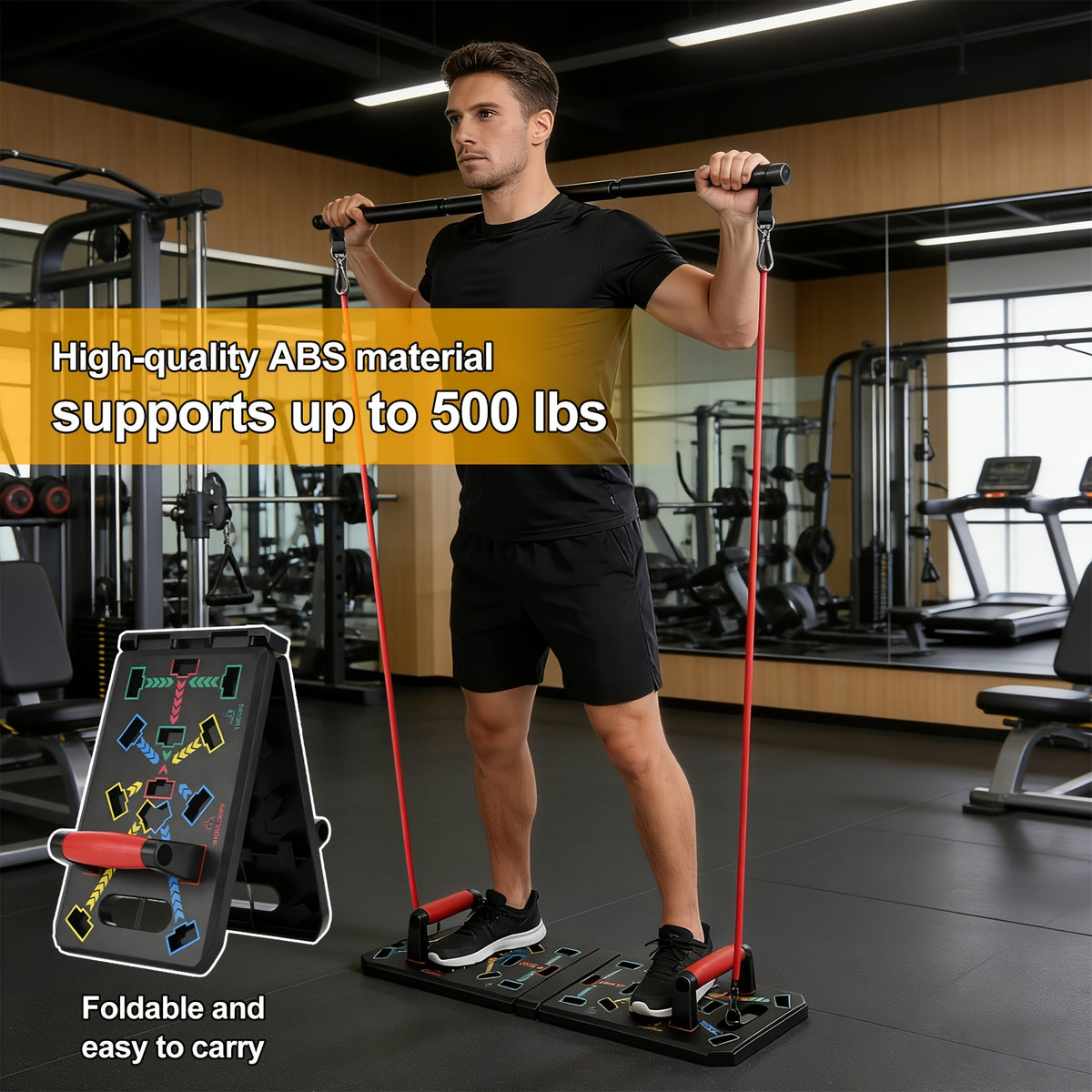push board pilates bar   band ab roller foldable