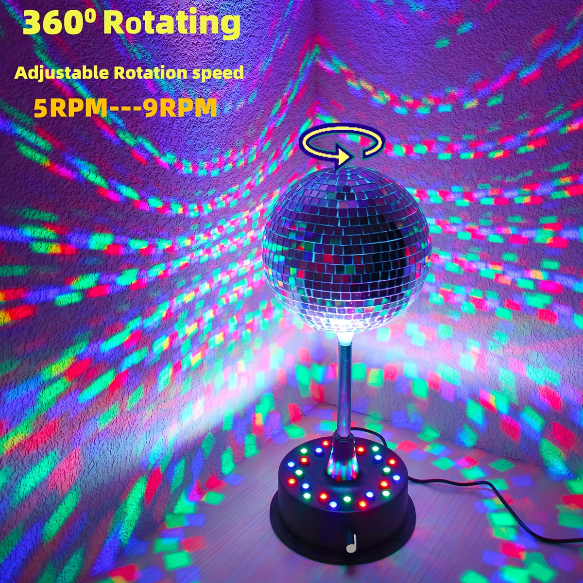 remote control rgb dj disco ball light rotating mirror 6