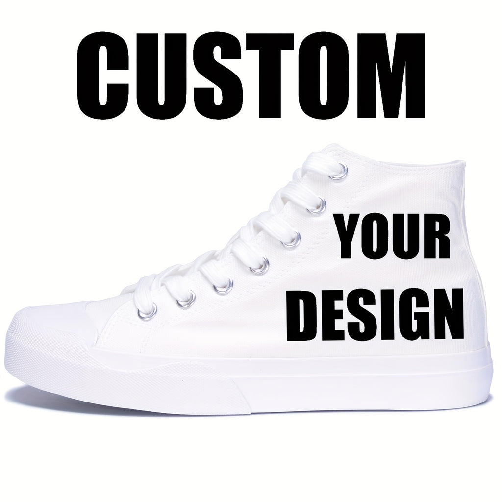 custom photo image black high top canvas sneakers casual