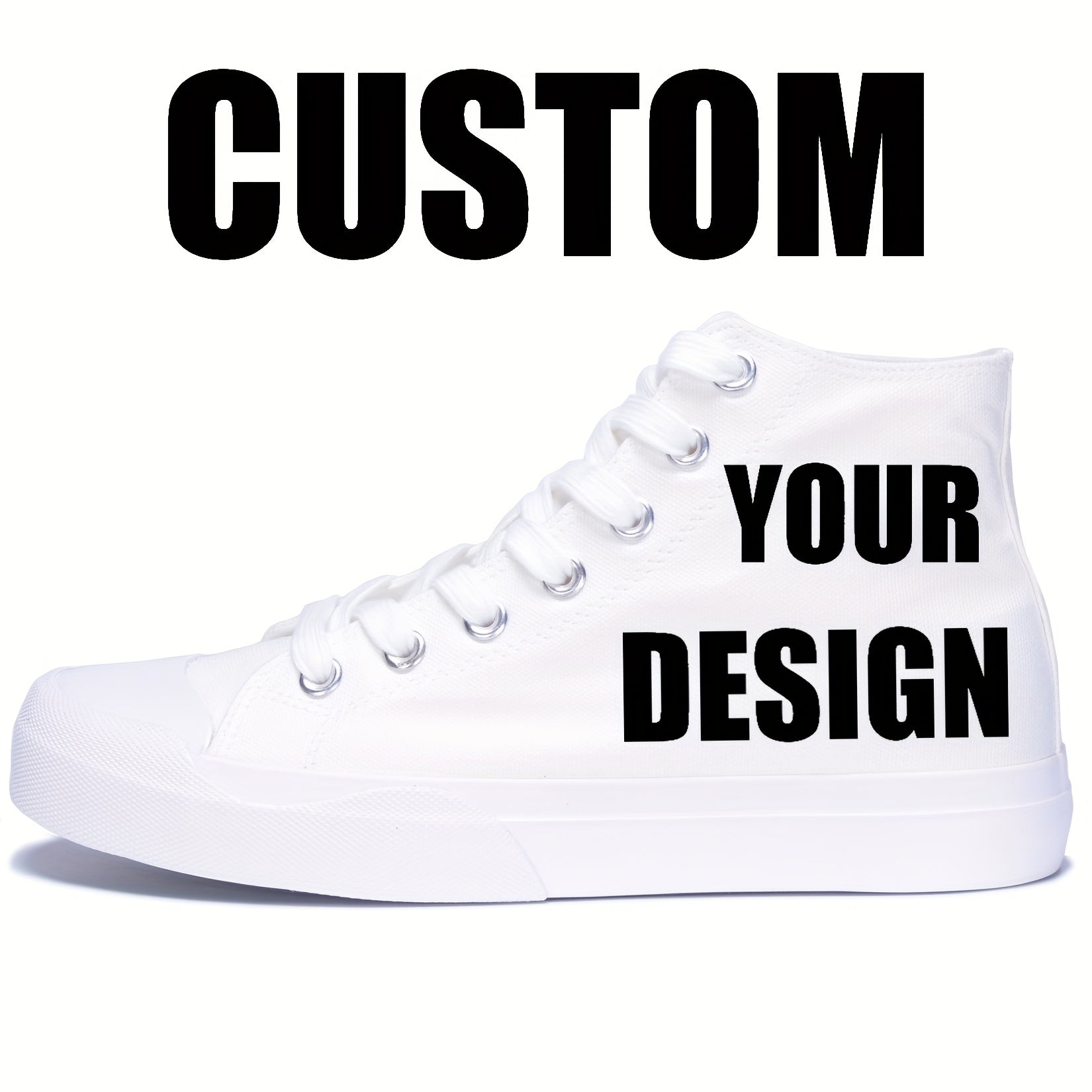 custom photo image black high top canvas sneakers casual