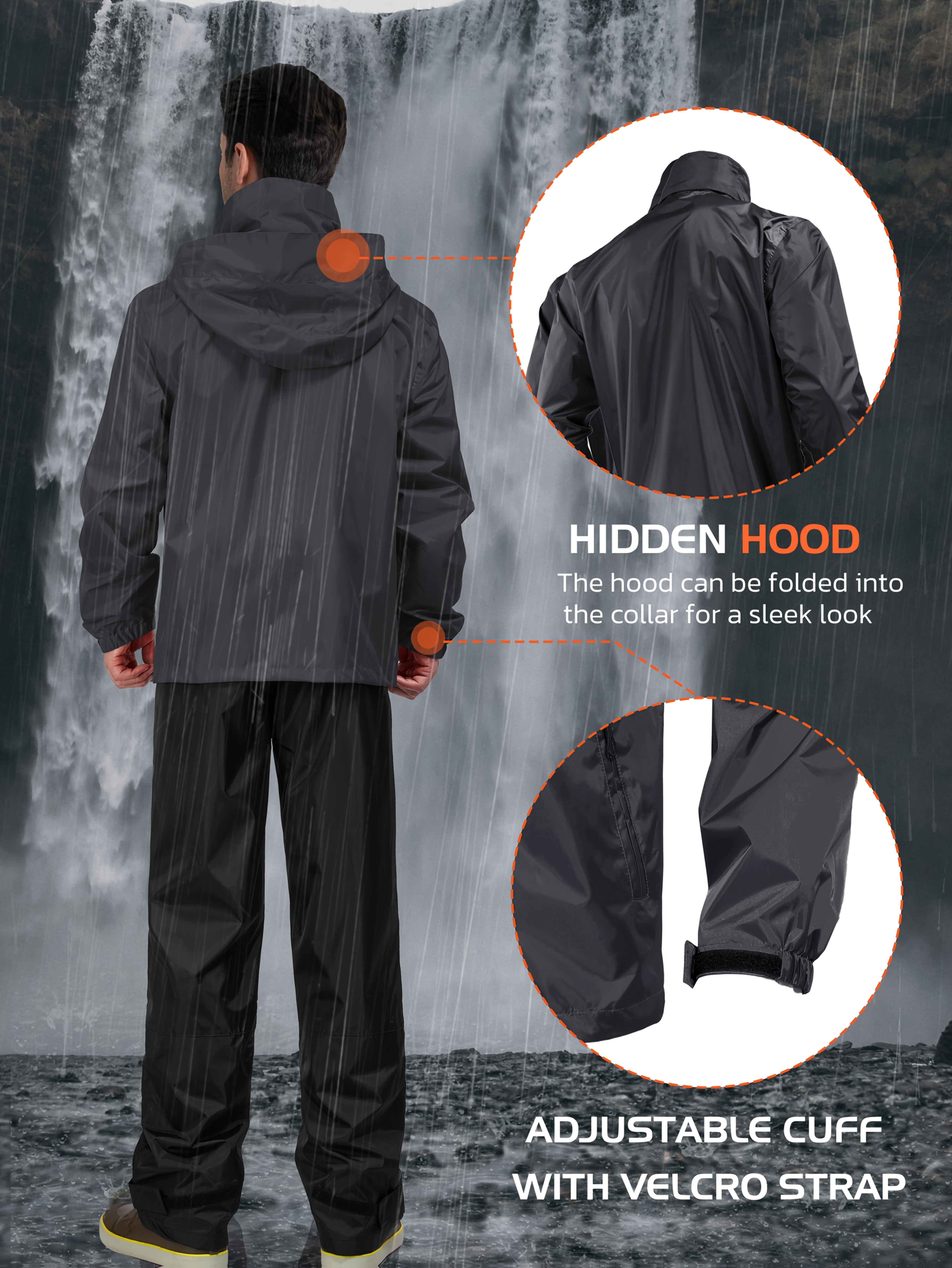 waterproof raincoat set mens windproof jacket pants
