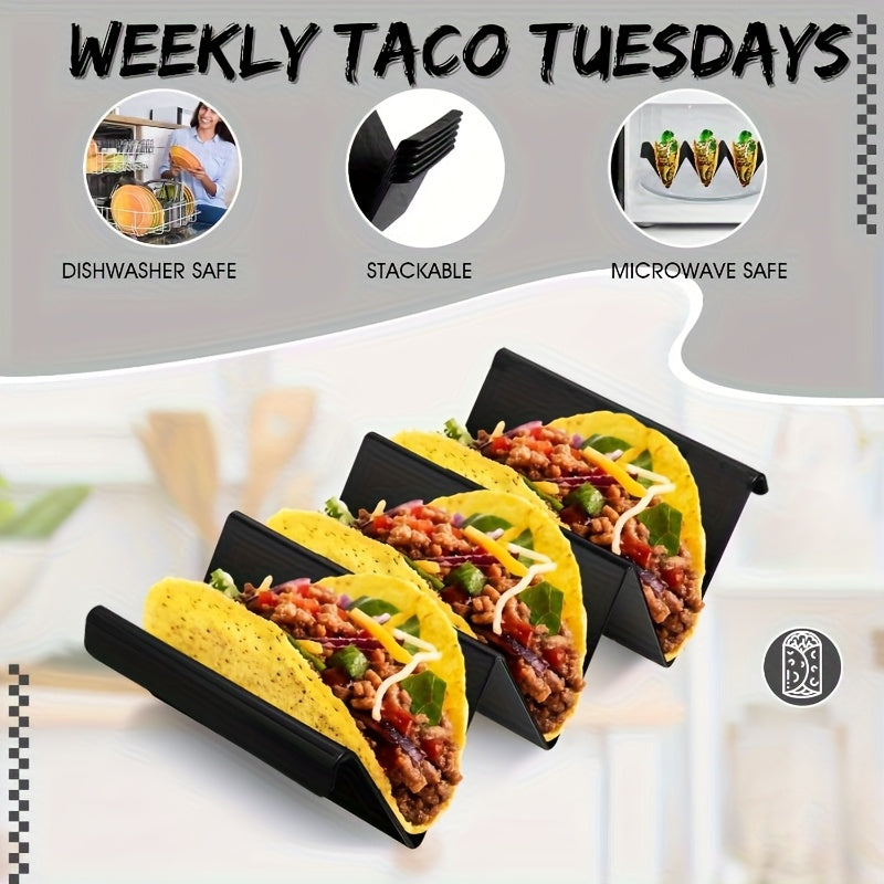 set 3 black taco holders made sturdy pp material featuring