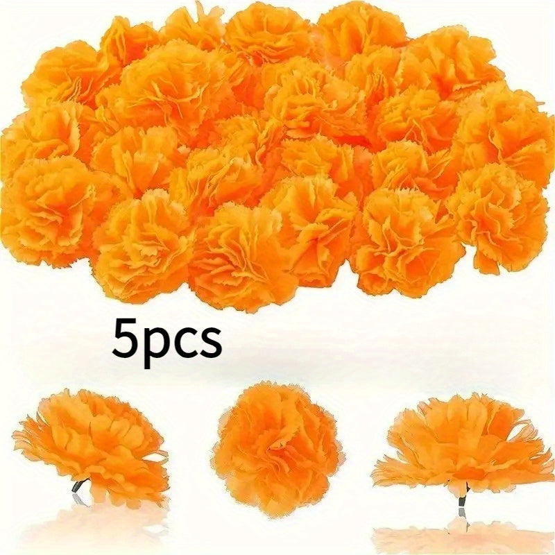 5 17 34pcs realistic marigold flowers heads vibrant orange