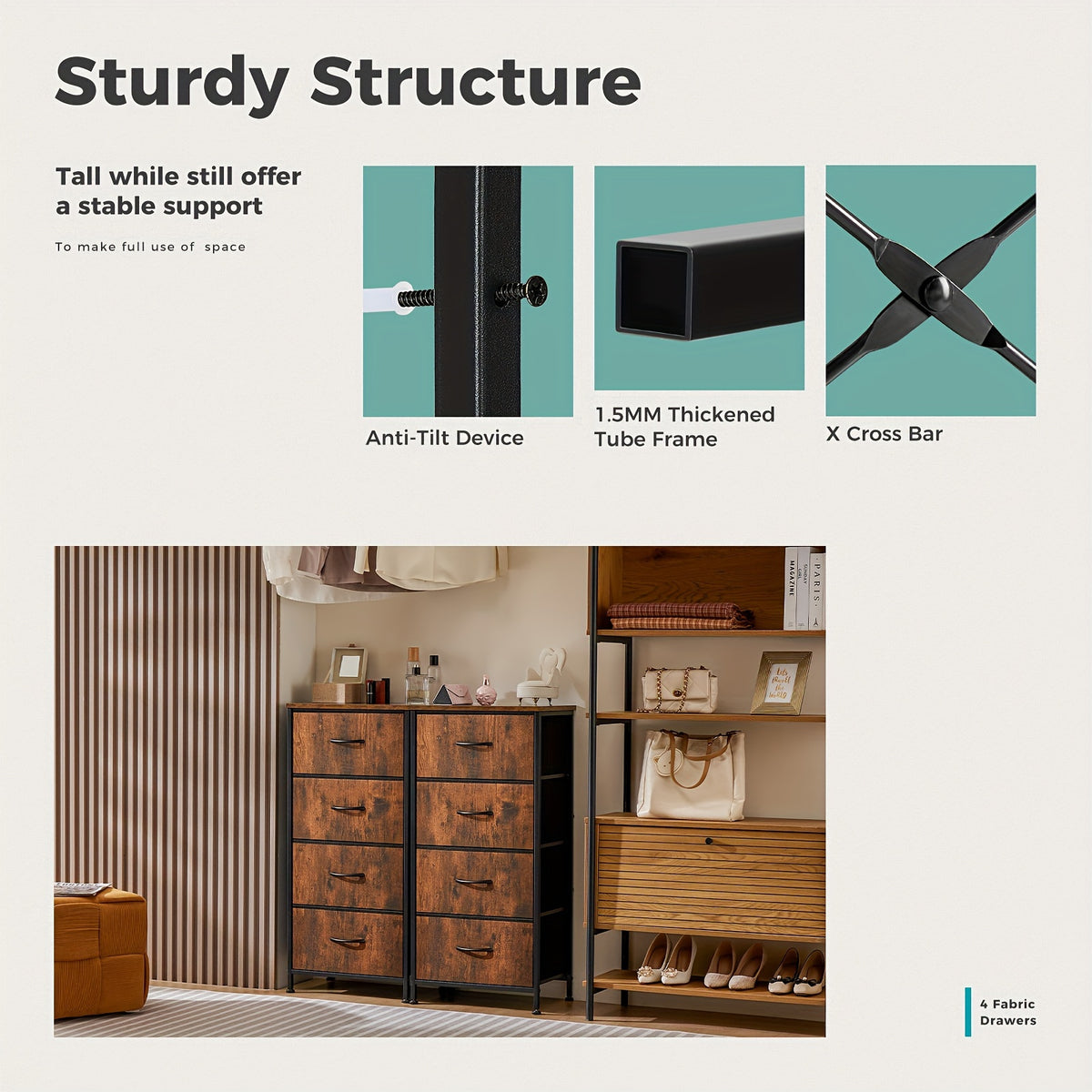 dresser bedroom storage drawers skinny fabric storage tower