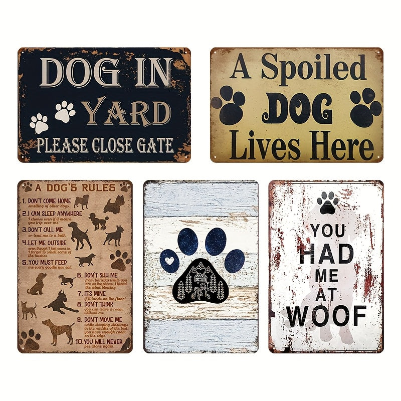 5pcs vintage dog breed metal wall art set retro 8x12 inch