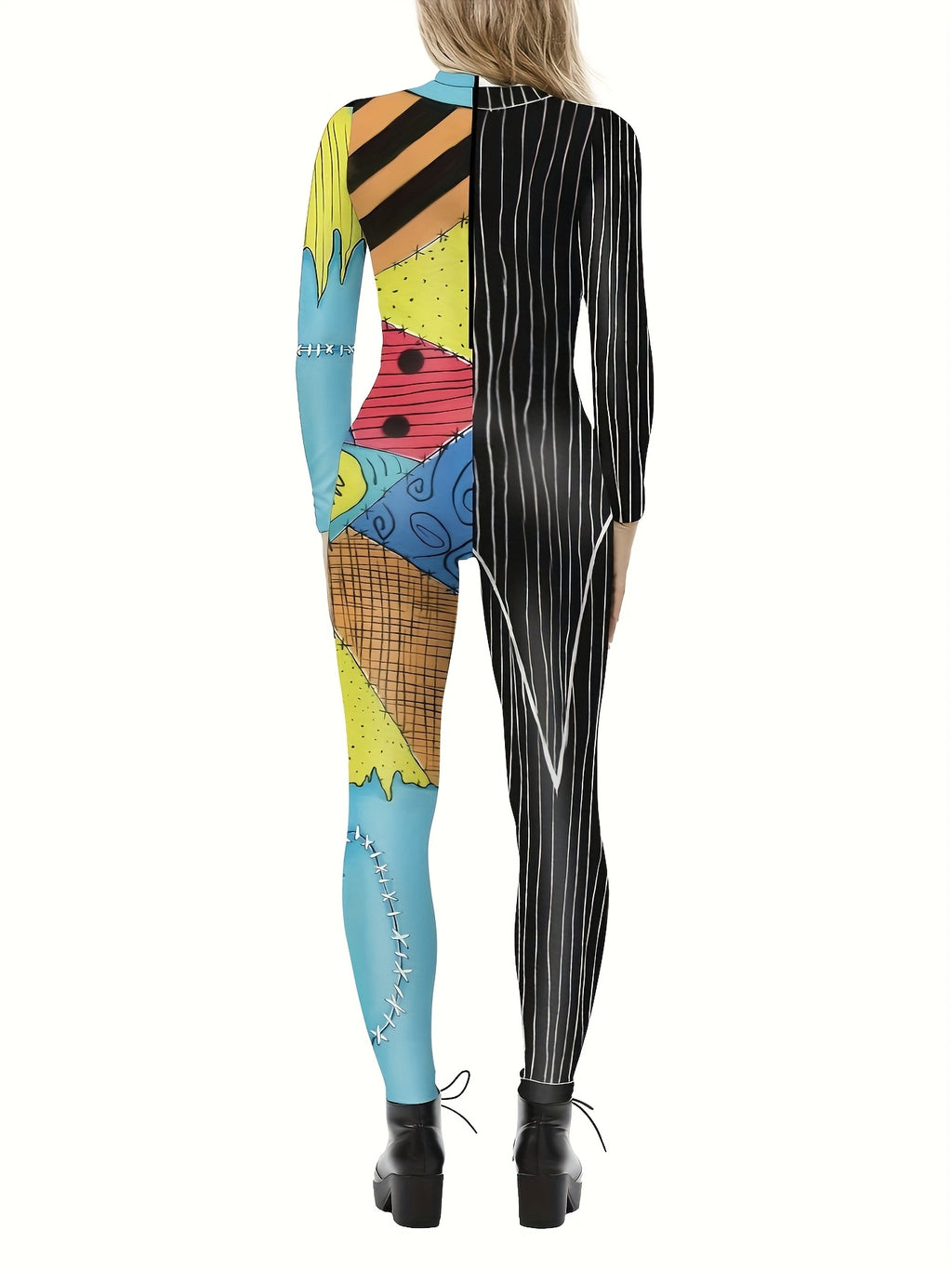 6131 fashion print party jumpsuit cosplay print long sleeve