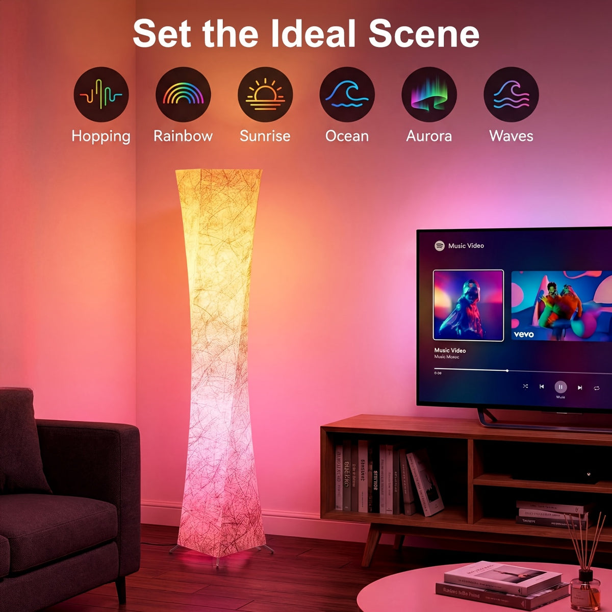 60 inch square floor lamp smart rgb led corner lamp
