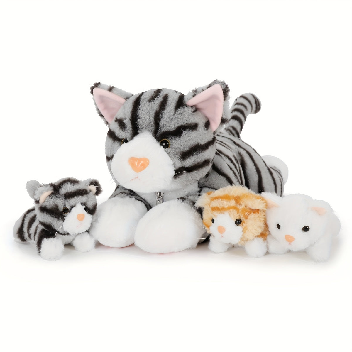 big cat plush toy 40cm mother 3 cute baby kittens