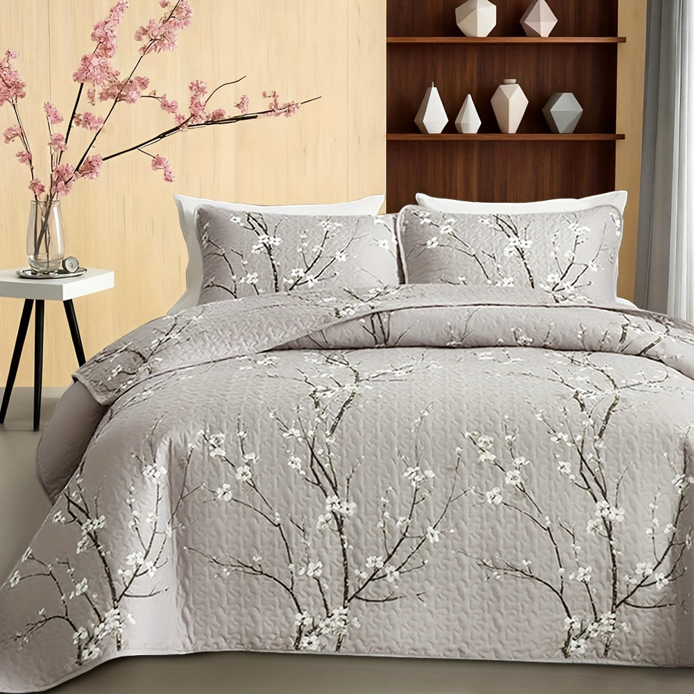 2 3pcs multicolour tree branch plum   quilted quilt