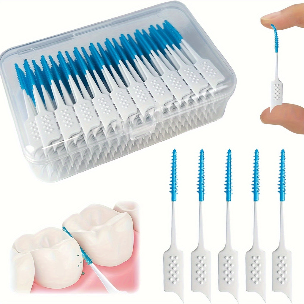100 packs stylish   mini floss brush mint floss stick