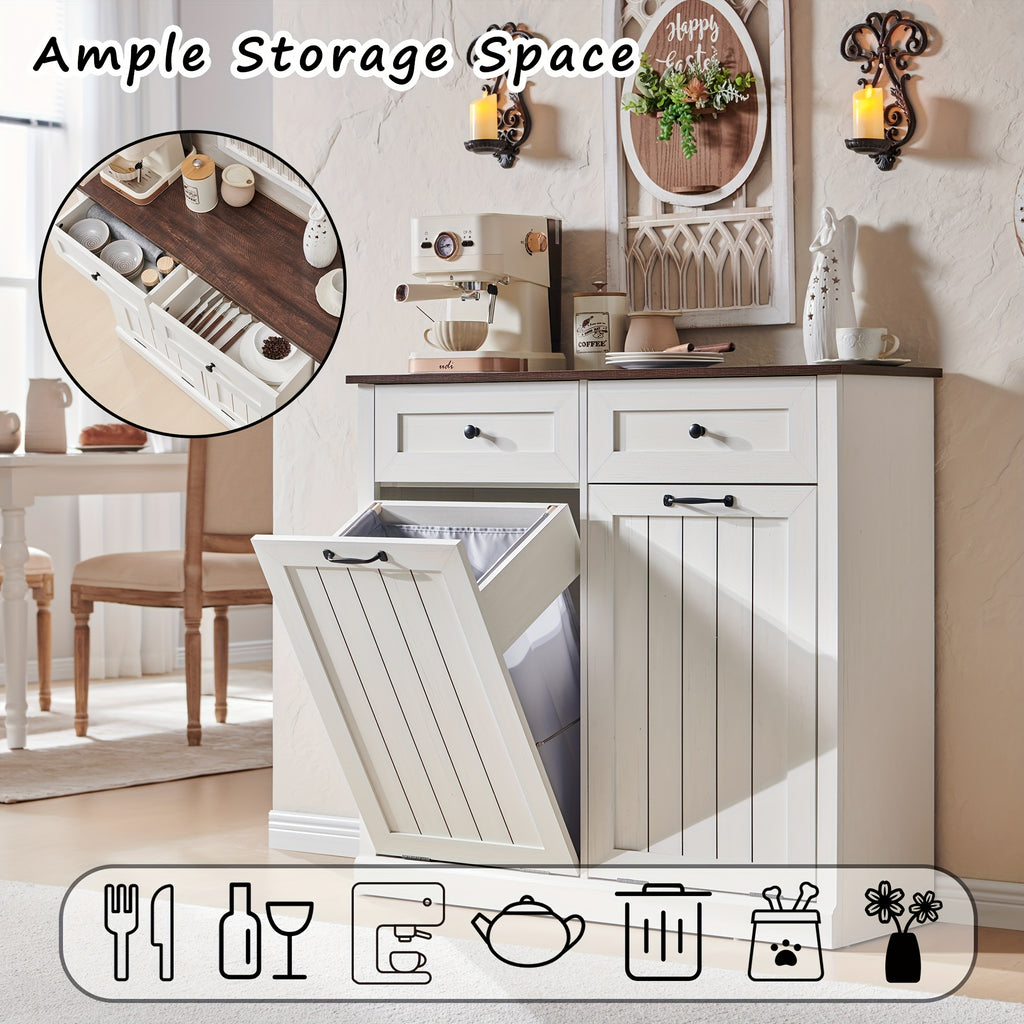 single double tilt trash cabinet drawer hidden wooden