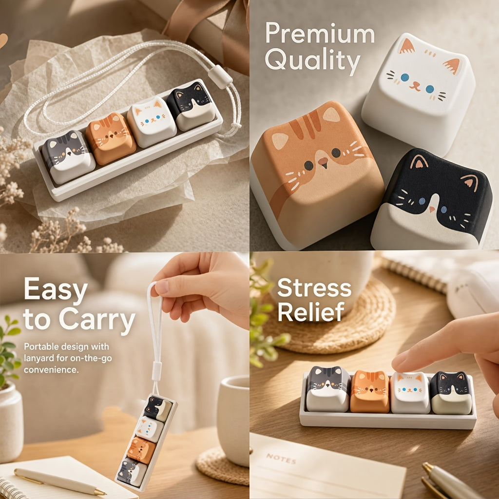 rectangular 4 style cute cat stress relief