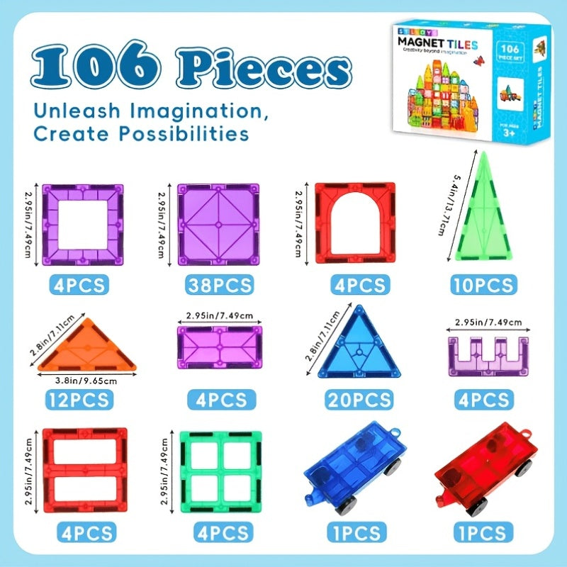 80 106 136pcs magnetic tiles kids magnetic building blocks 2