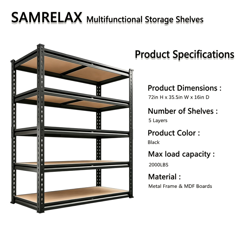 2000lbs shelving heavy duty 5 tier storage shelves