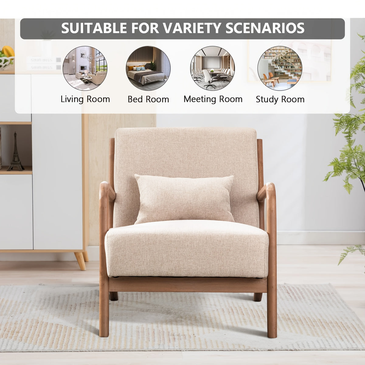 century modern accent chair linen fabric upholstered