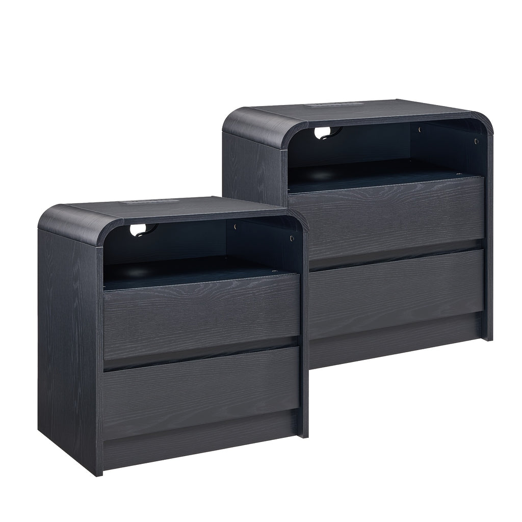 25 tall modern nightstand charging station wood bedside