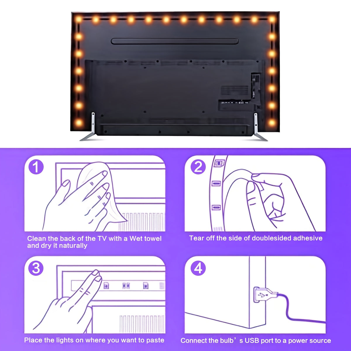 1 5m led tv background light strip three button control rgb