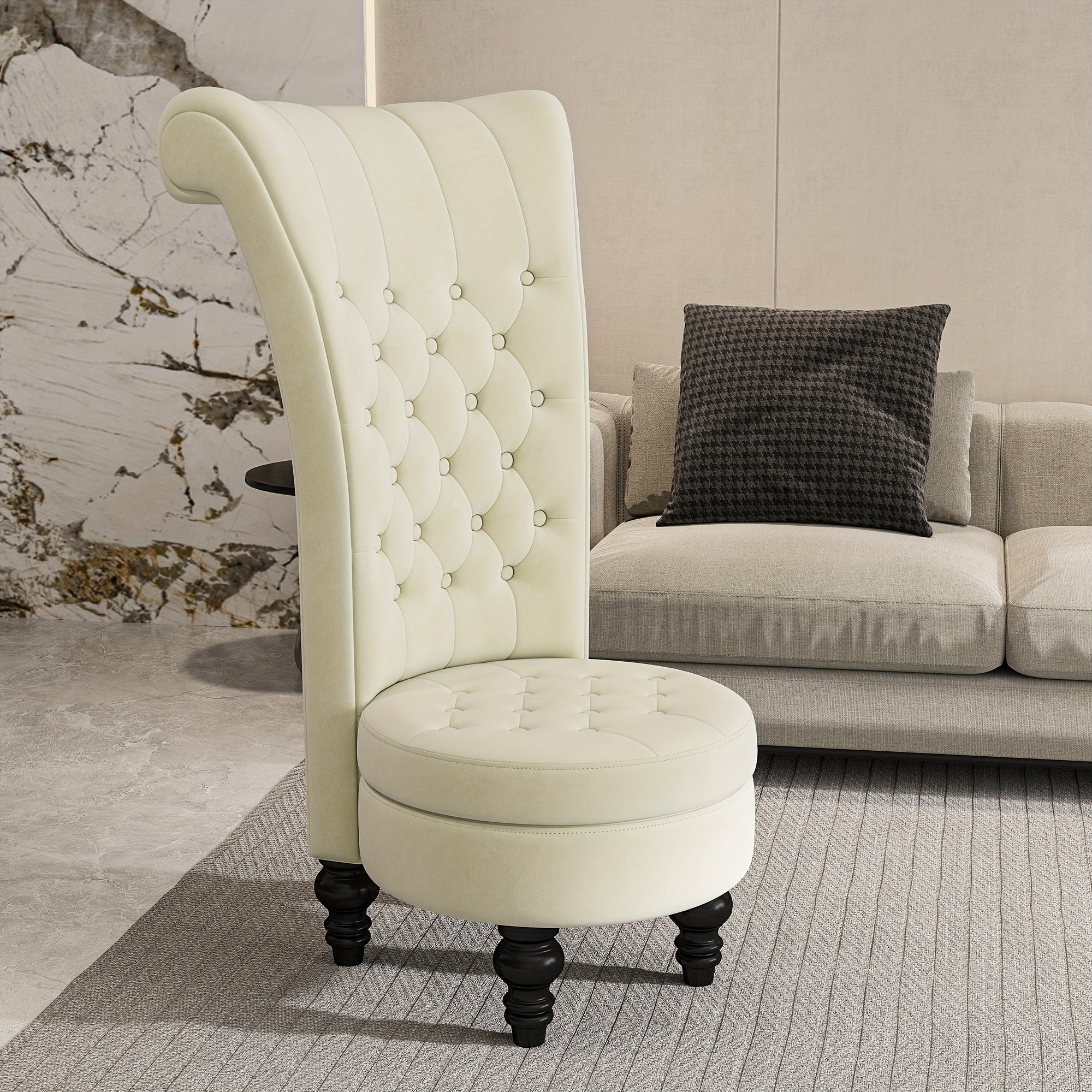 back chair velvet armless accent chair button