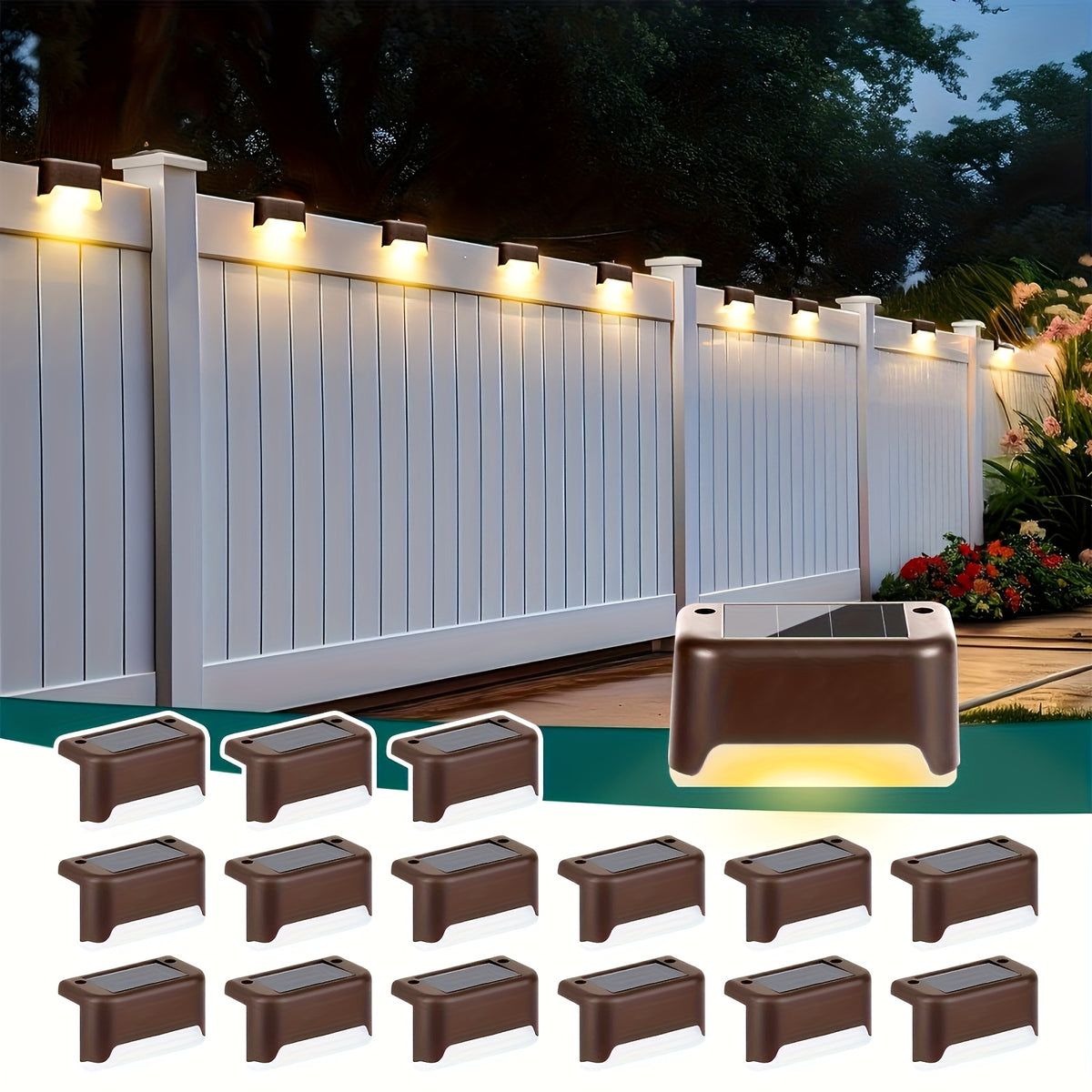32 pack solar led deck lights auto 12hr lighting outdoor