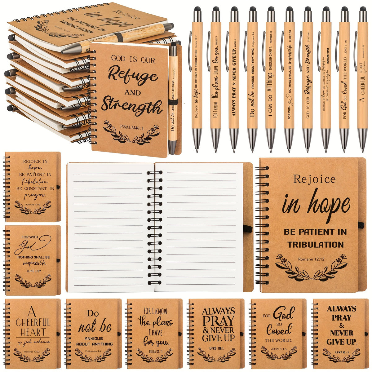 30 sets christian prayer journals pens spiral verse