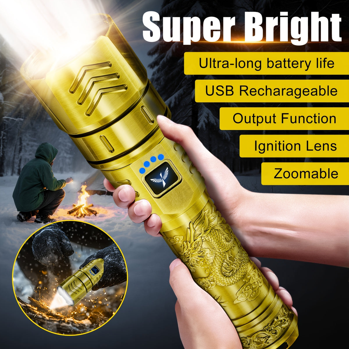 skyfire led high brightness   pattern flashlight