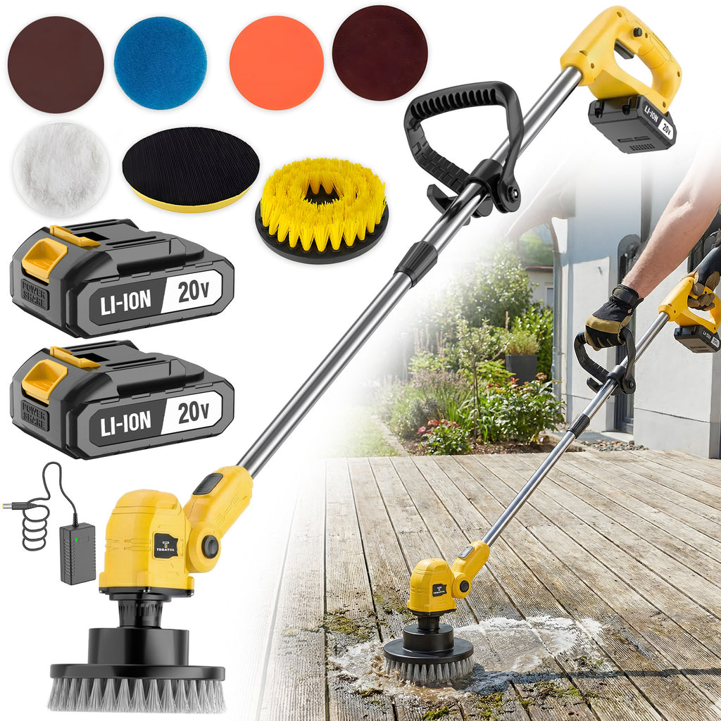 wireless rotating floor cleaner   2 brushes 4 mop pads a