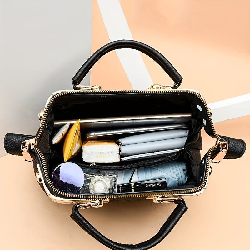 black quilted boston bag   adjustable shoulder