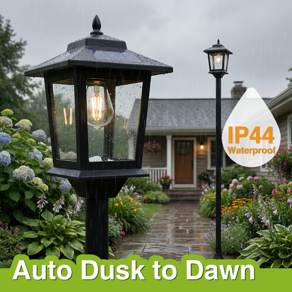 2pcs solar outdoor lamp post pole lights built in lithium