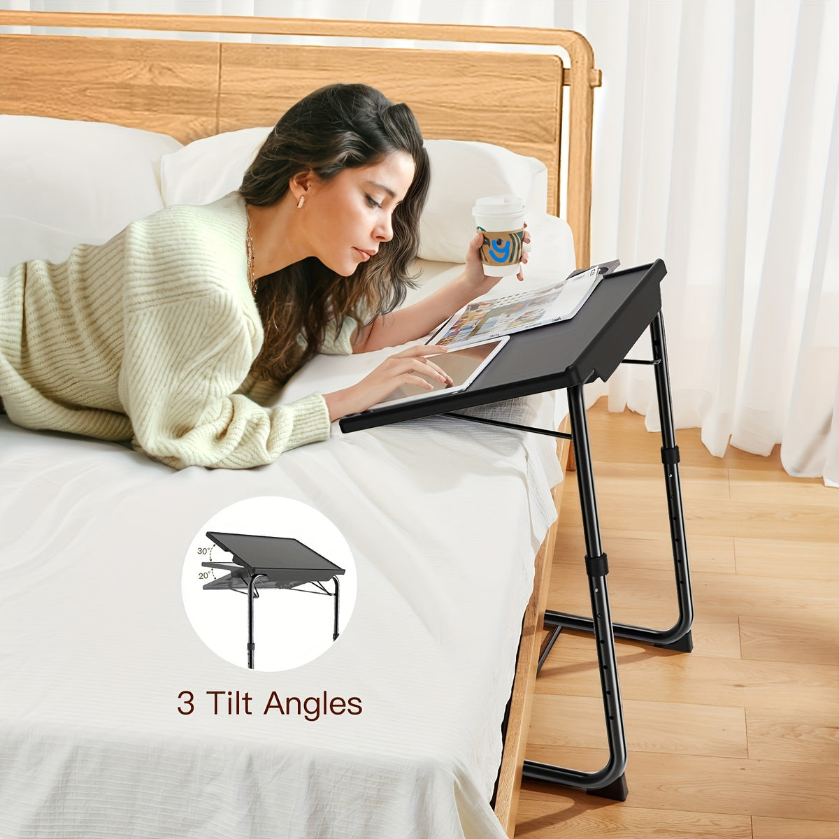 2pcs adjustable tv tray table bed sofa dining table eating