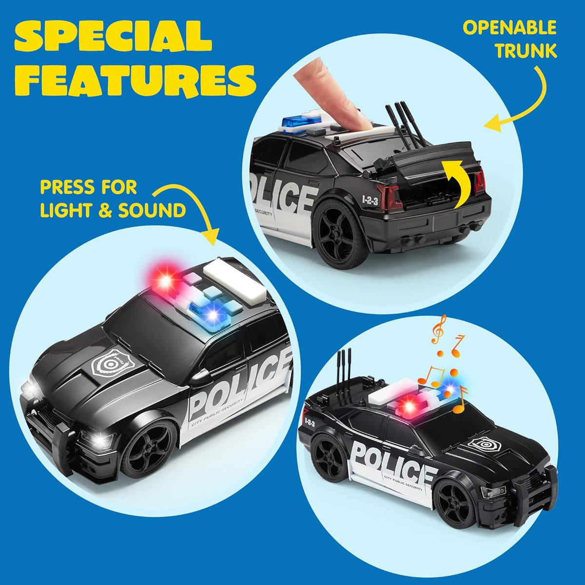 4 pack emergency vehicle truck toys kids age 3 friction