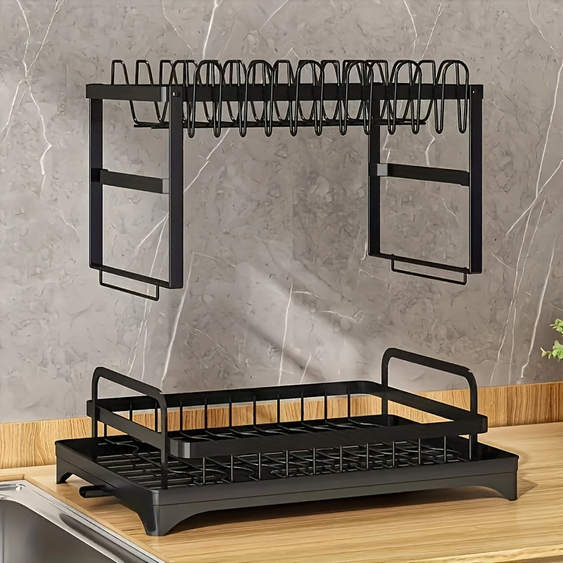 1 double layer dish rack utensil holder rust proof kitchen