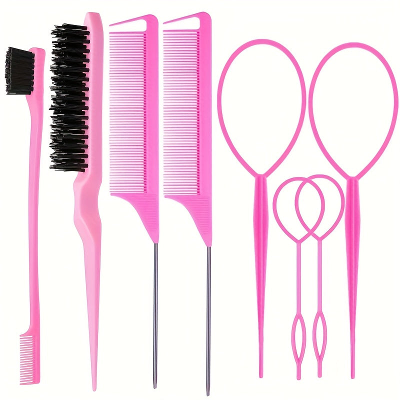 8pcs hair brush set 4pcs topsy hair tail tools 1pc bristle