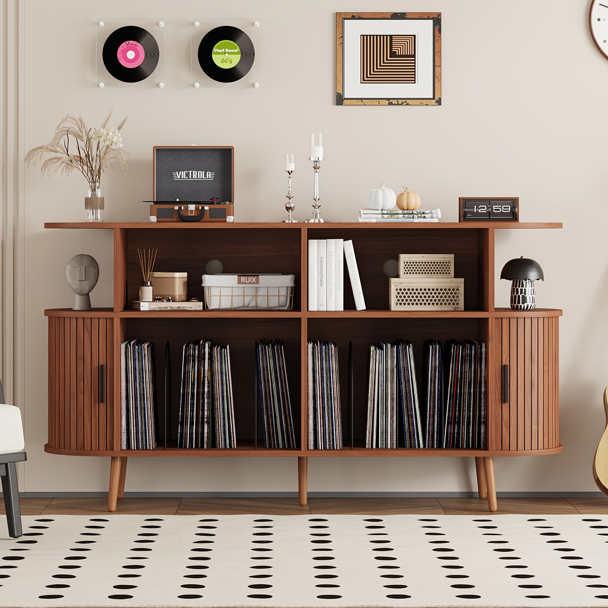 century modern record player stand storage vinyl record