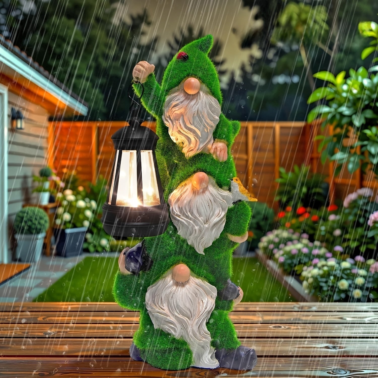 garden statues solar gnomes featuring a resin gnome figurine
