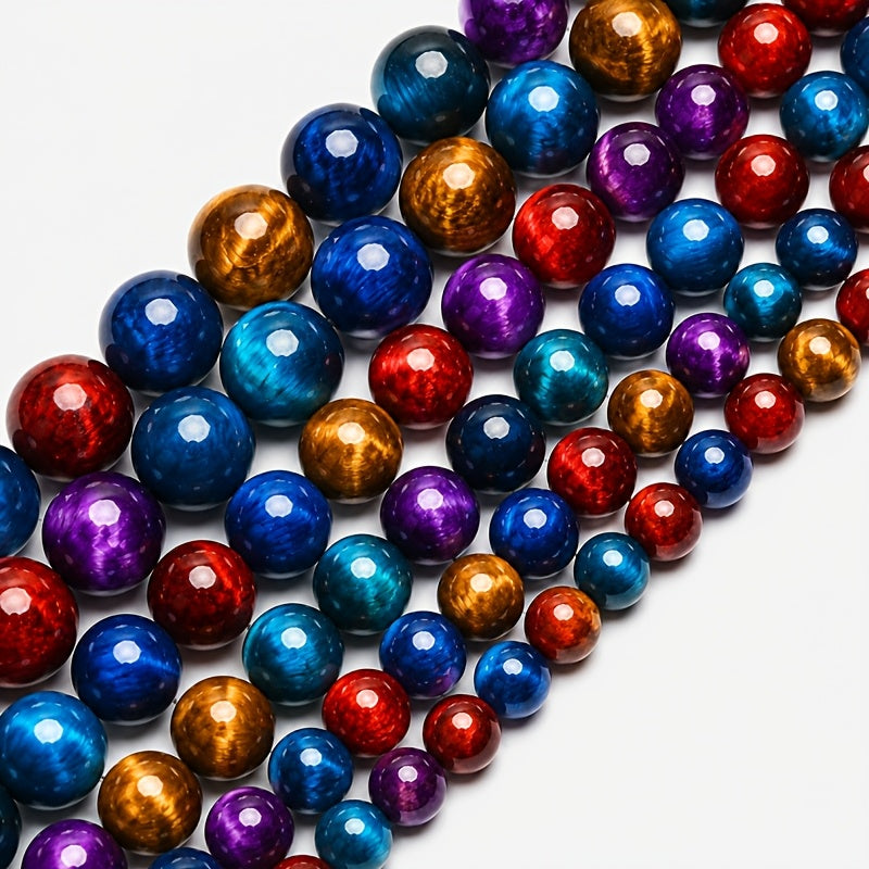 59pcs tiger eye round beads glass material beads 5 colors