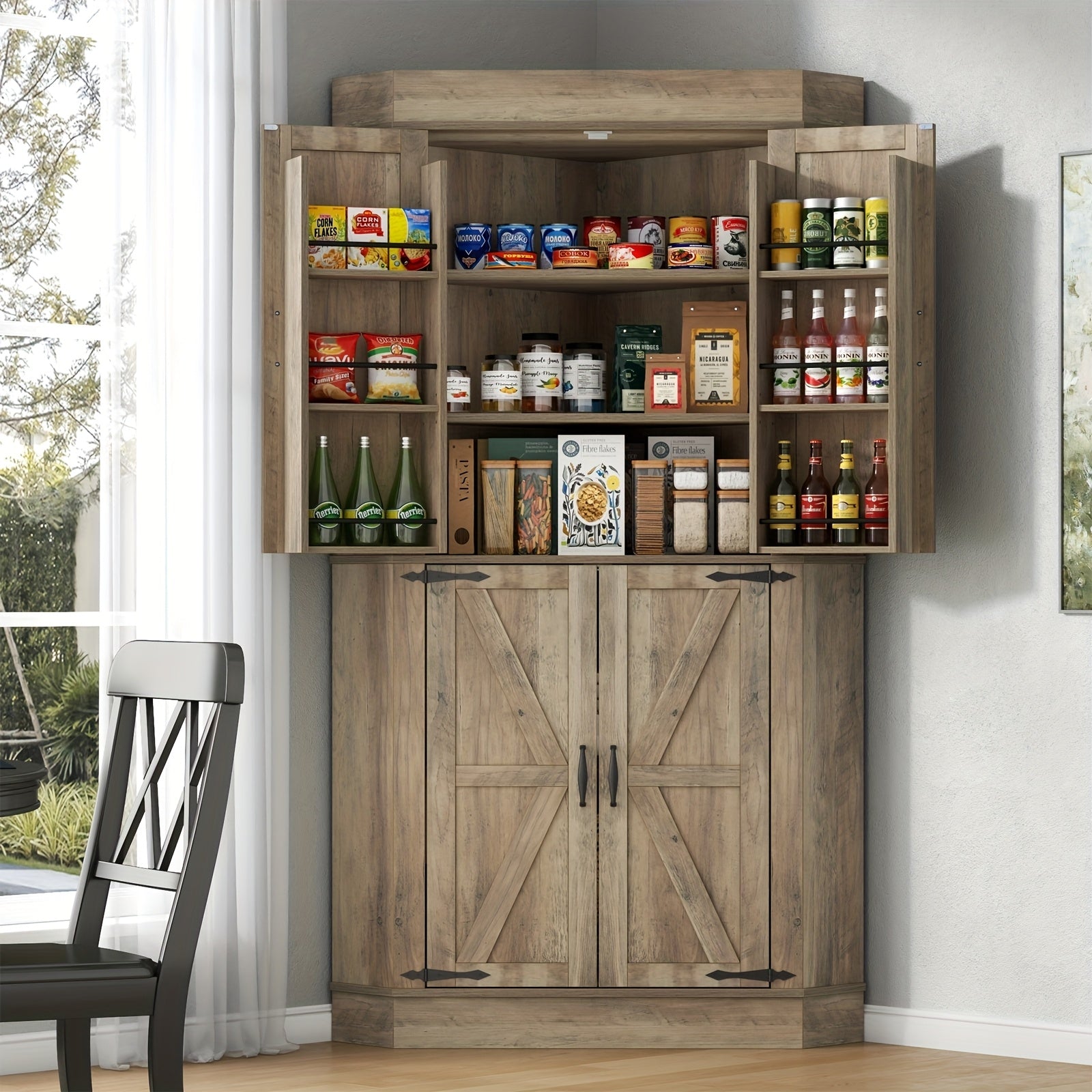 71 farmhouse kitchen pantry cabinet doors shelves tall