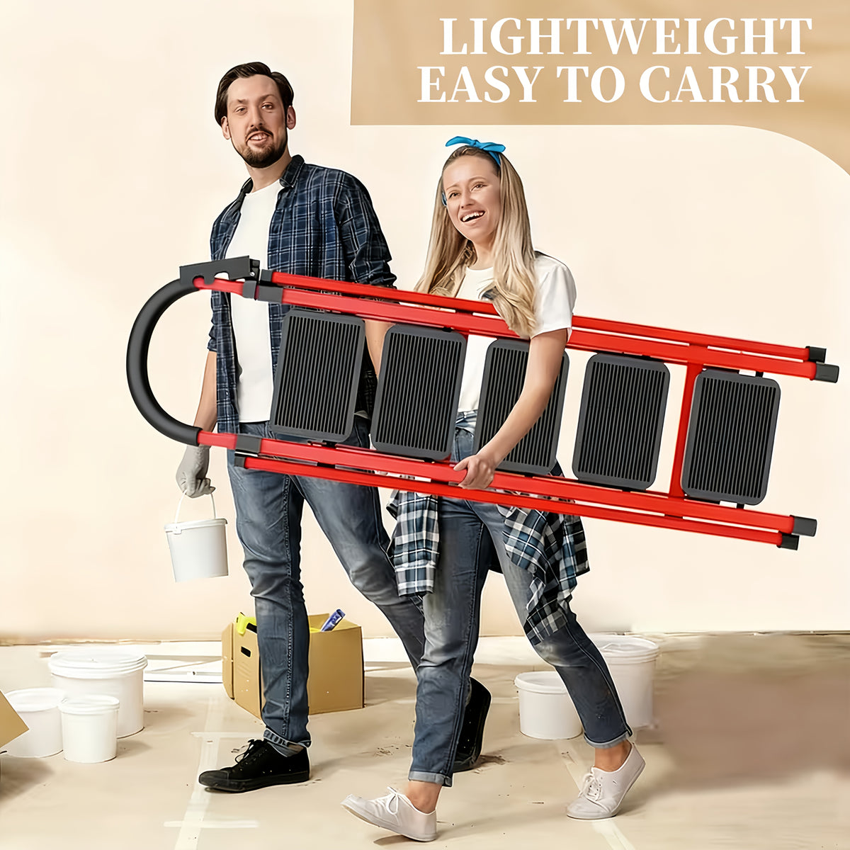 500lbs load bearing folding ladder heavy duty steel step