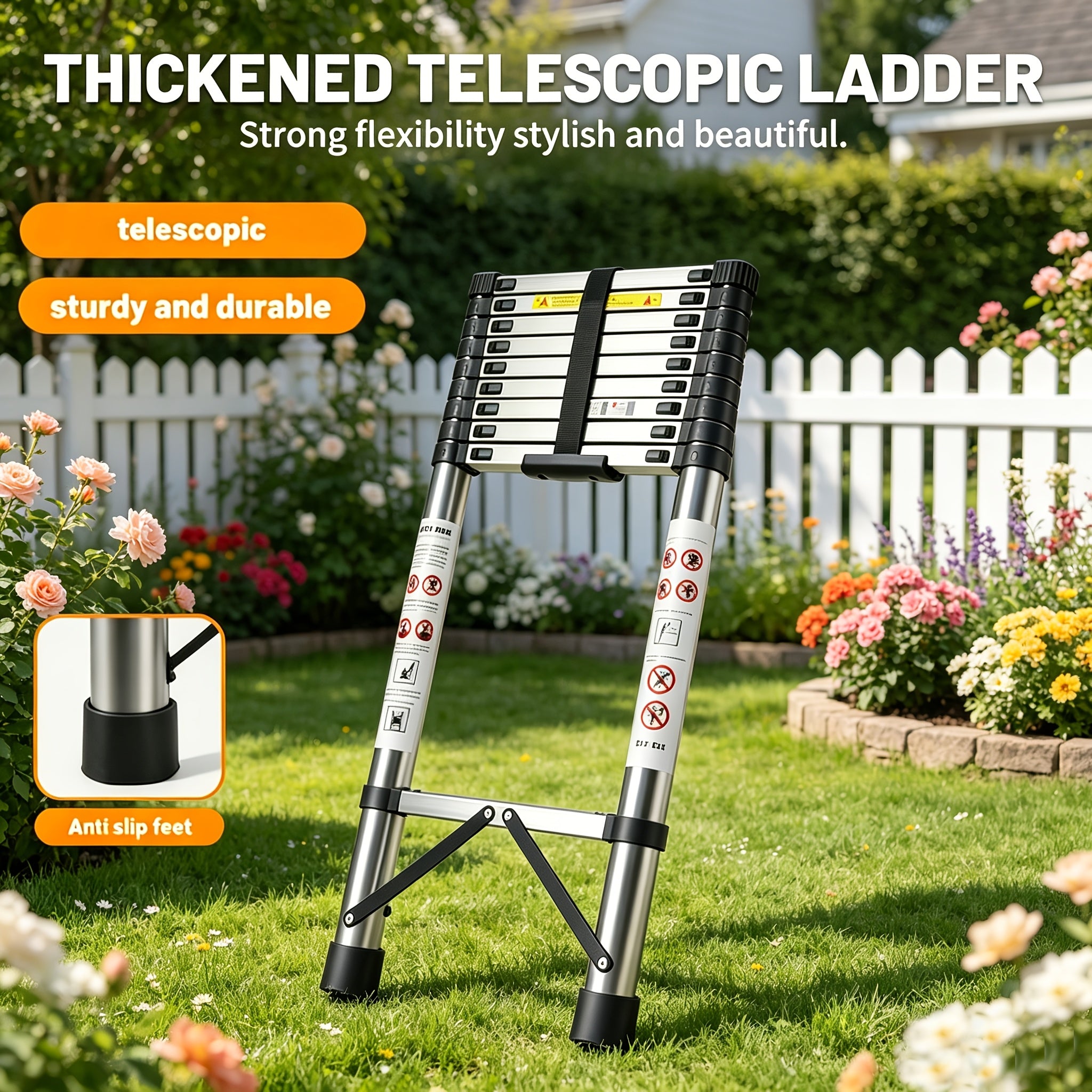 telescopic ladder lightweight extendable ladder safety lock
