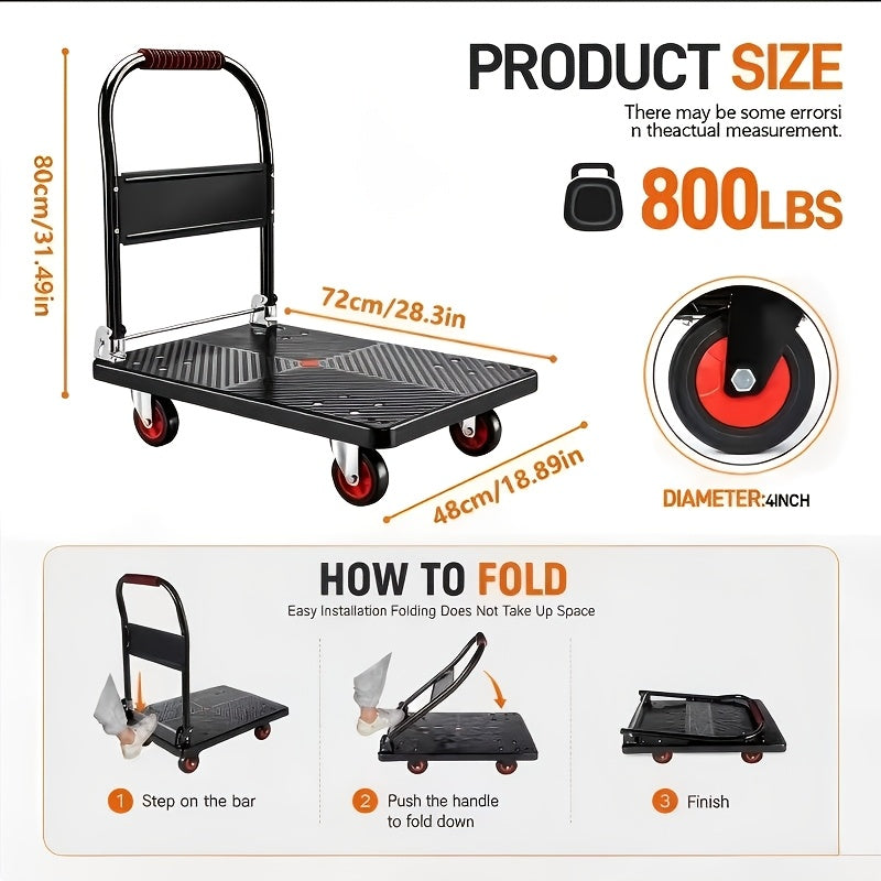 heavy duty folding hand truck 660 800 lbs capacity frame 360