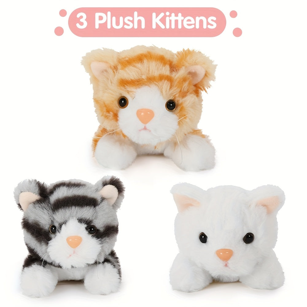 big cat plush toy 40cm mother 3 cute baby kittens