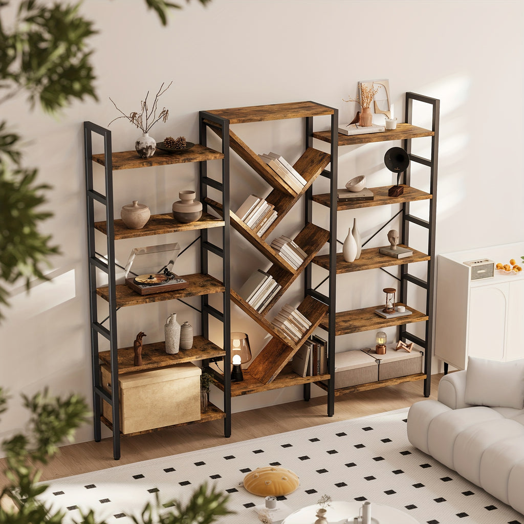 a   wooden bookcase measuring 70 9 x 70 featuring 5