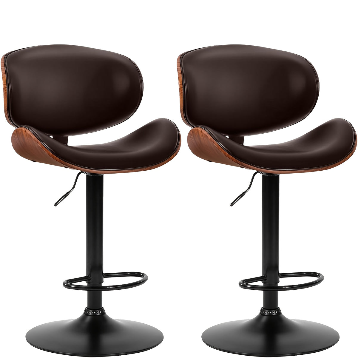 two piece bar stool set adjustable height featuring pu