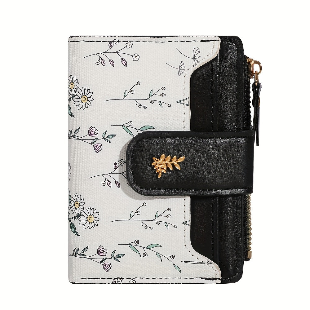 floral print hardware button bifold wallet temu