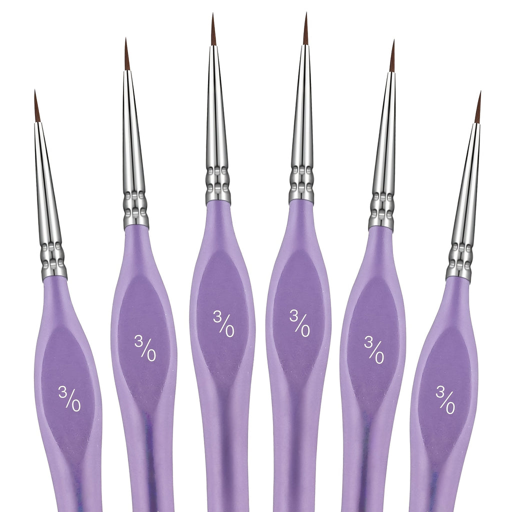 6pcs miniature paint brush set   5 0 3 0 tip triangular