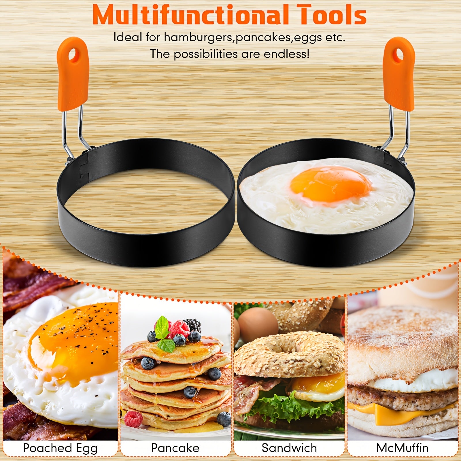 6pcs professional egg ring pancake ring set stainless steel