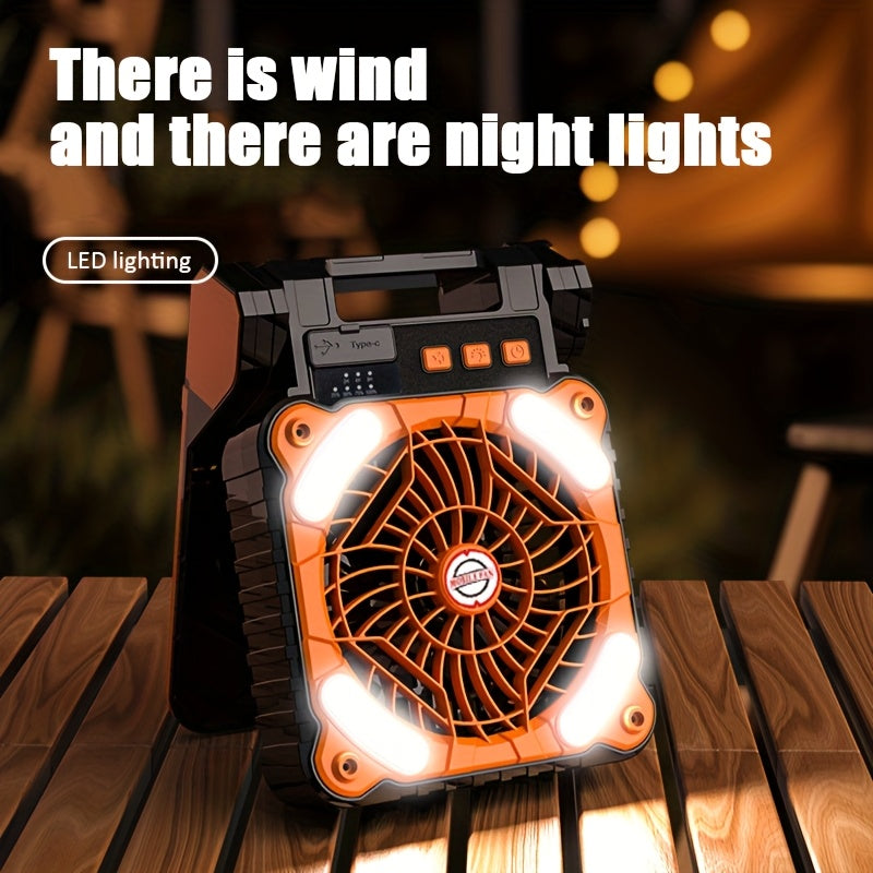 outdoor camping fan portable solar powered dual use fan led