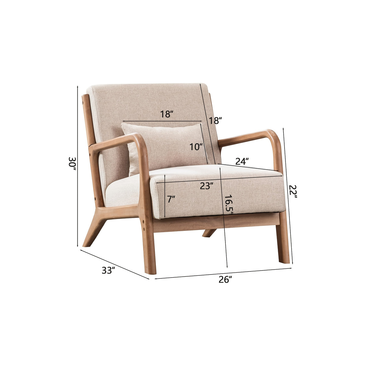 century modern accent chair linen fabric upholstered